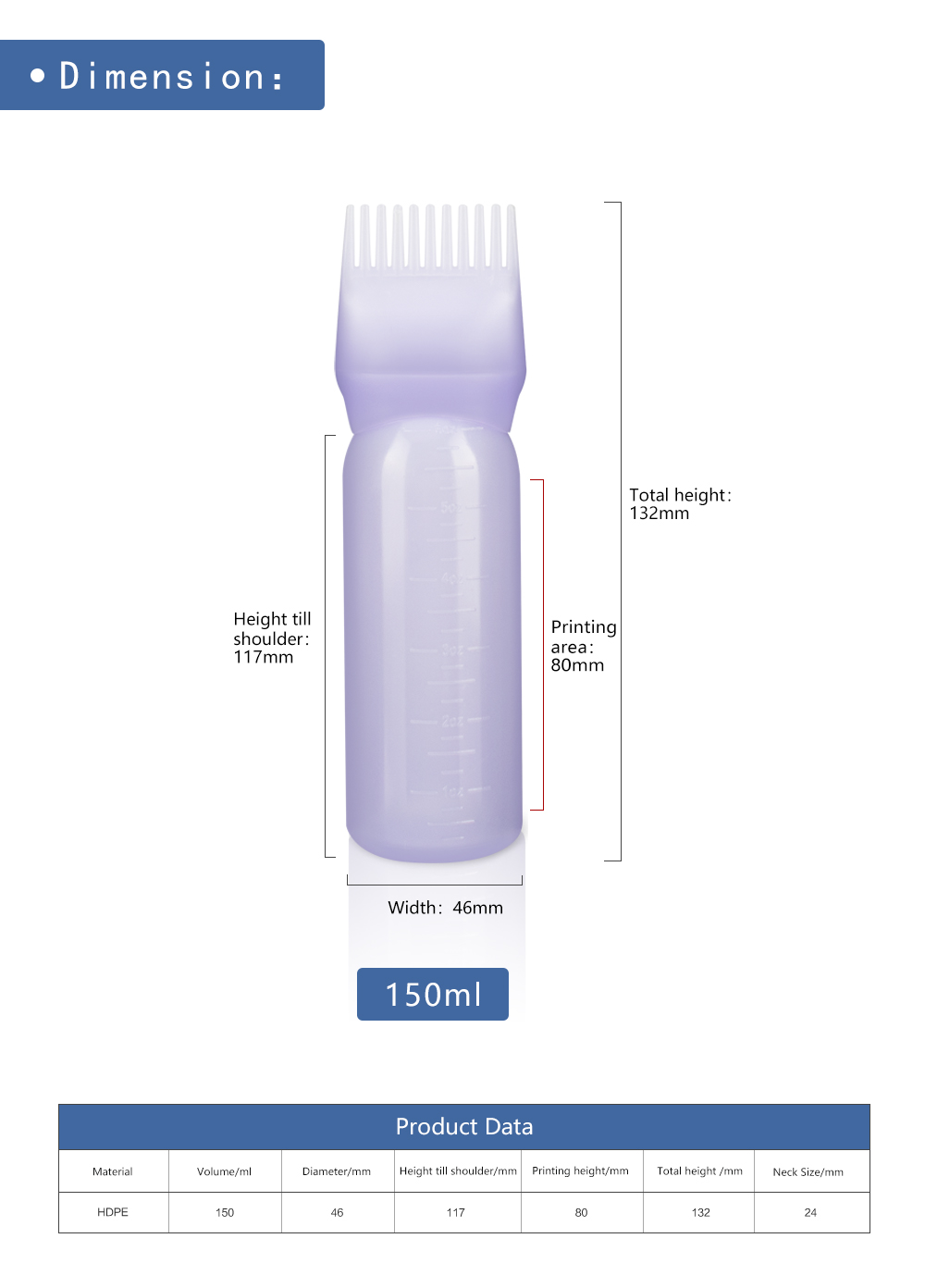 Salon Hair Coloring Comb Bottle 150ml