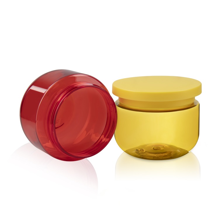 Yellow Red Plastic Jar 250ml PET