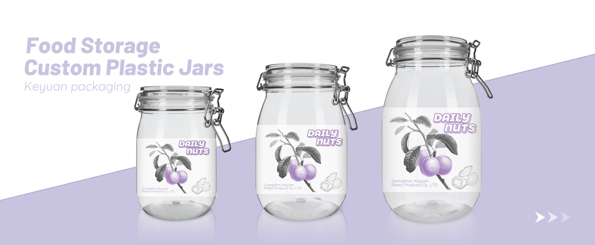 KY005PC Large Size Plastic Jars for Nuts 800-1600ml PET Customs