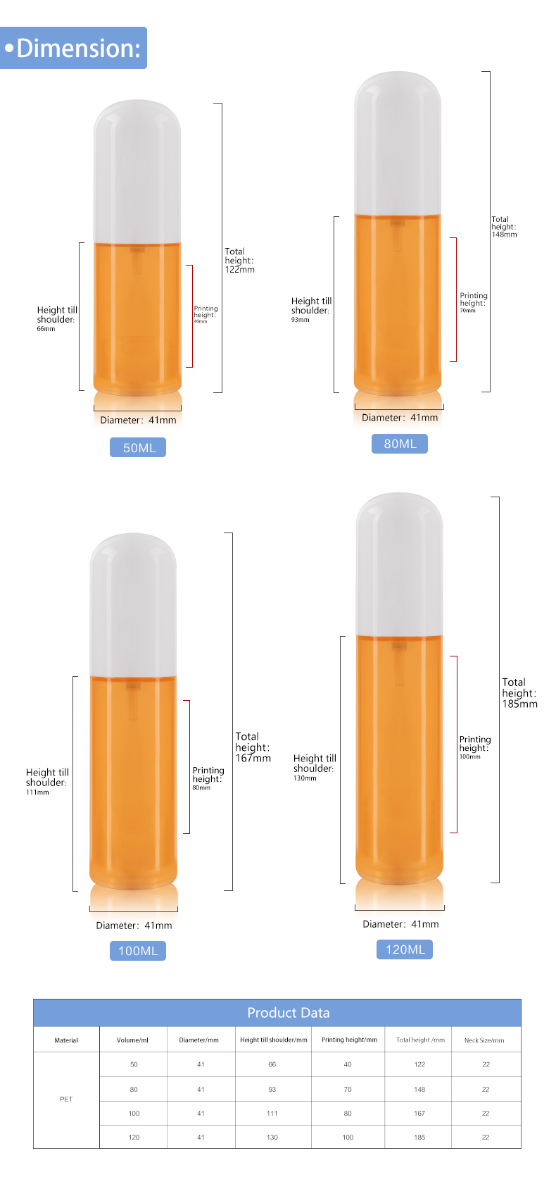 KY205 New Product Design 50ml 80ml 100ml 120ml PET Luxury Cosmetic Skin Care Set Bottle Emulsion Bottle Vacuum Bottle