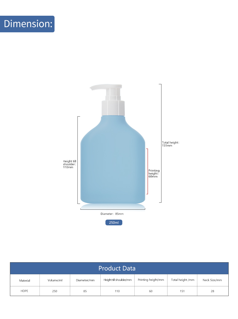 KY244 Customized Popular 250ml Baby Washing and Care Product Packaging Bottle