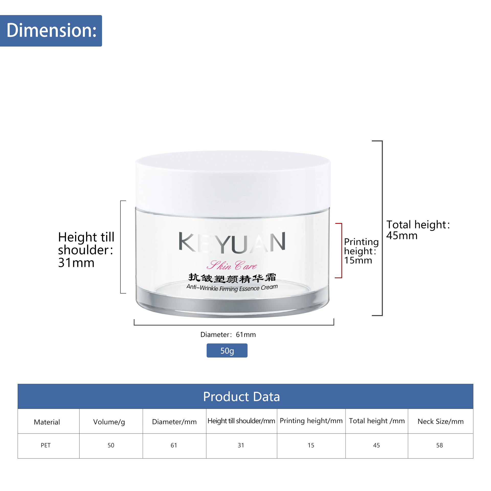 KY059 5PJ The Factory Directly Sells High Quality Cosmetics 50g PET Transparent Plastic Face Cream Jars