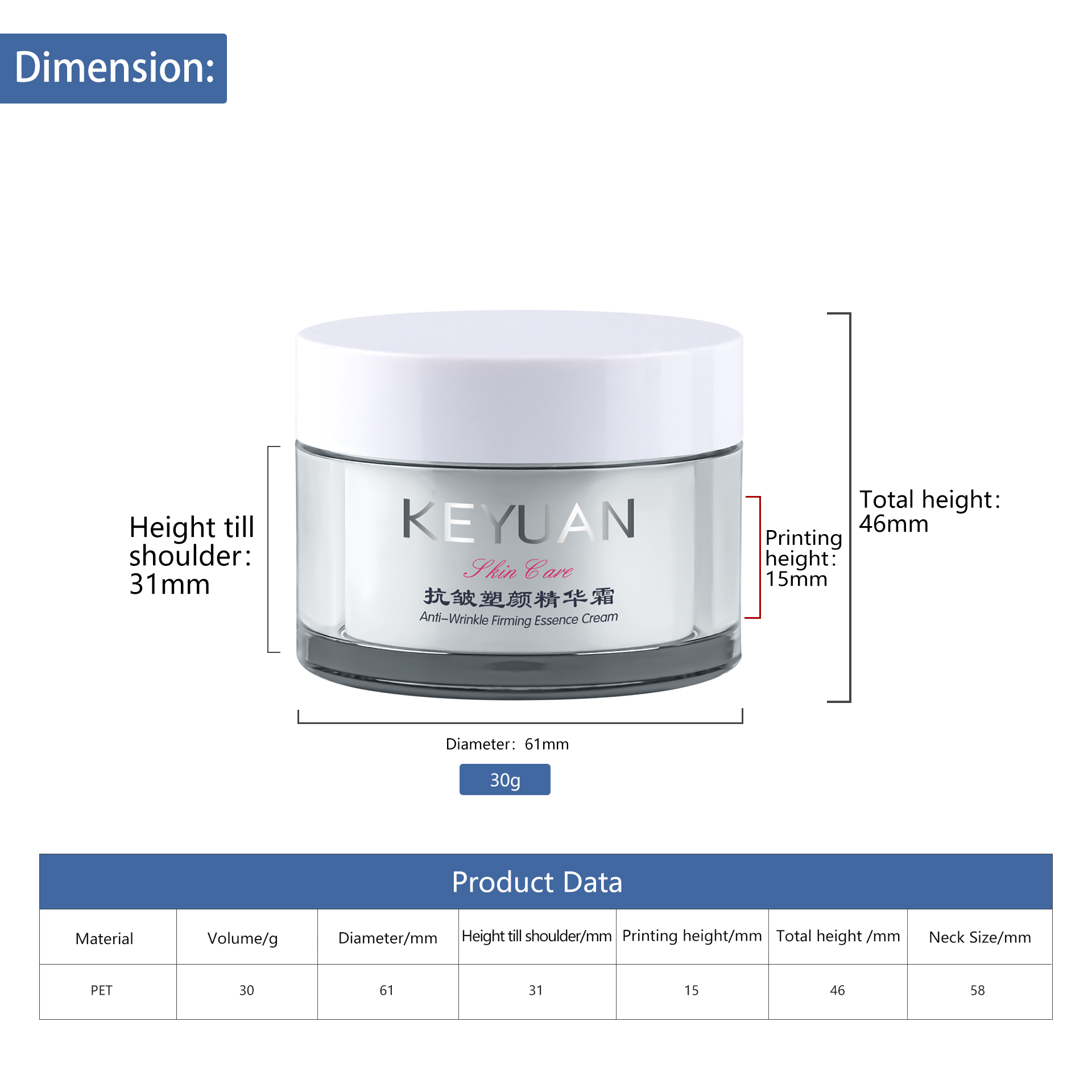 KY059 10PJ The Factory Directly Sells High Quality Cosmetics 30g PET Transparent Plastic Face Cream Jars