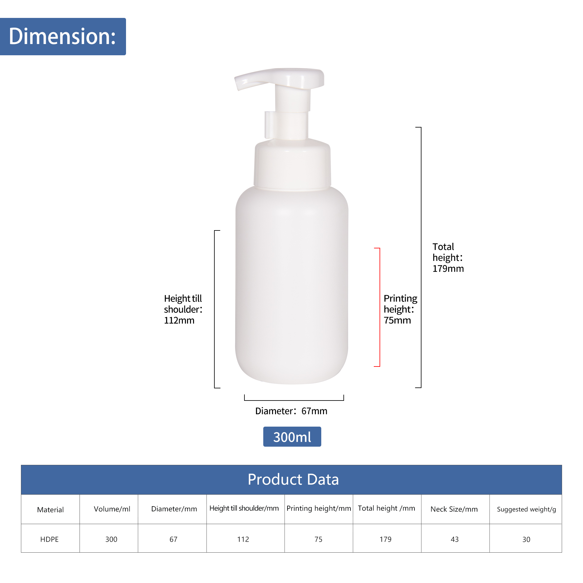 KY262 2Custom Luxury Foam Bottle 300ml HDPE Cosmetic Liquid Soap Dispenser with Foam Pump Bottle