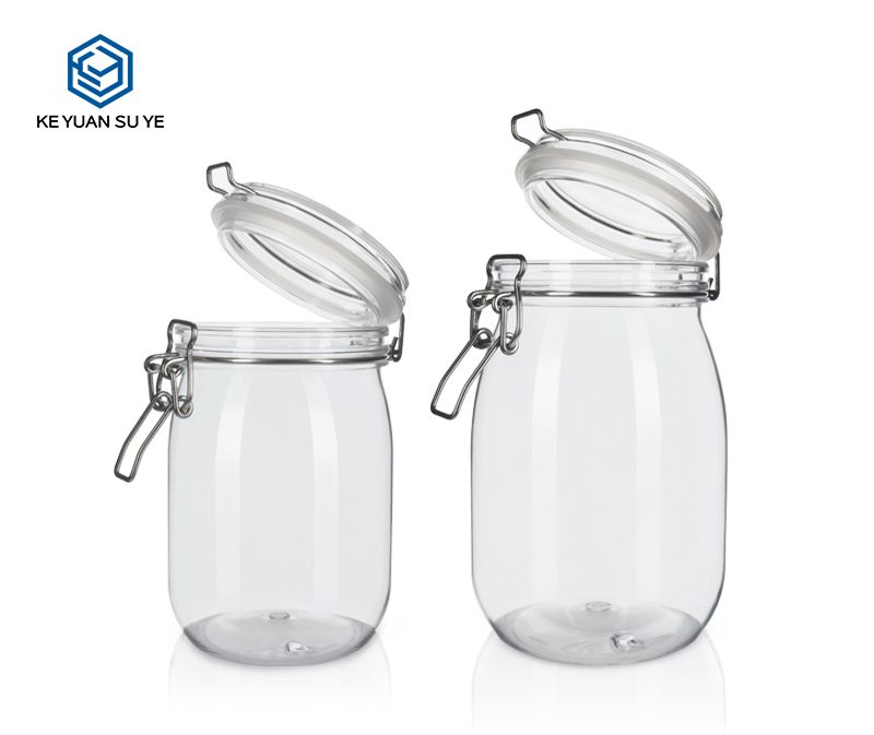 KY005PC Large Size Plastic Jars for Fruit Nuts 800-1600ml PET Customs