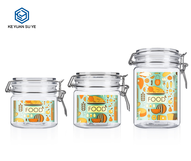 KY007PC Large Size Plastic Jars for Food Storage 500-1500ml PET Customs