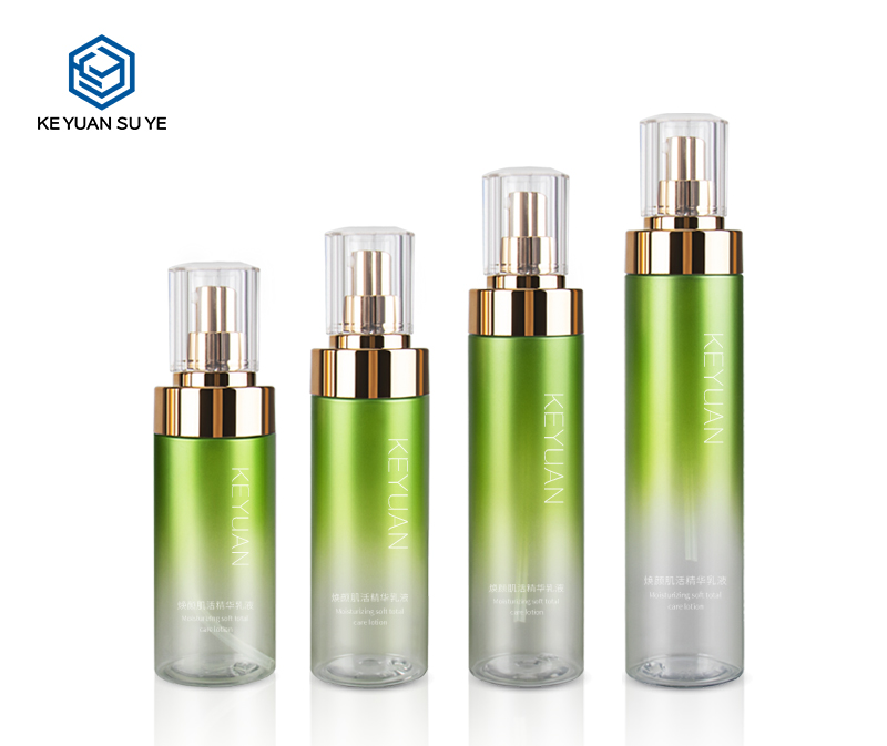 KY002 Luxury Cosmetic Beauty Water Skin Care PET Plastic Bottle Gradual Green Series