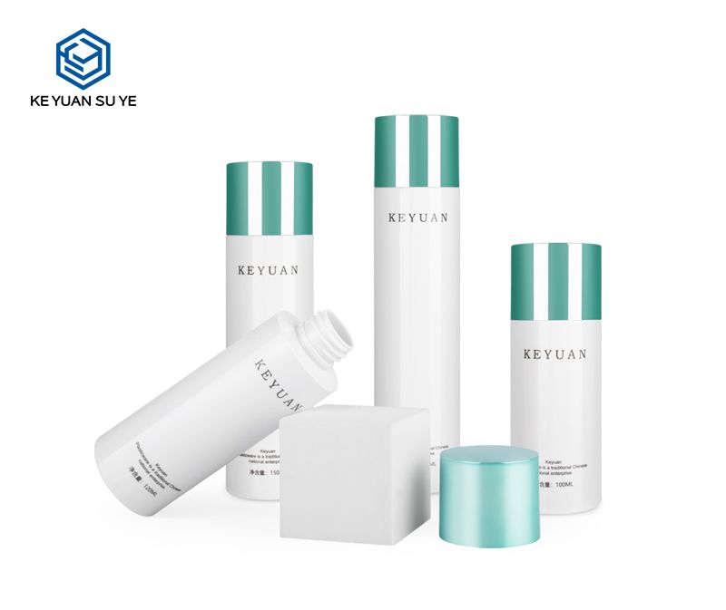 KY040 Matte White Cosmetic Beauty Water Skin Care PET Plastic Bottle UV Green Toner Cap
