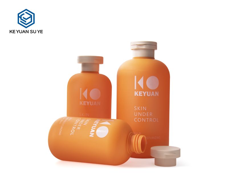 KY111-2 Orange Series HDPE Plastic Body Lotion Cosmetics Bottle with Soft Touch Effect