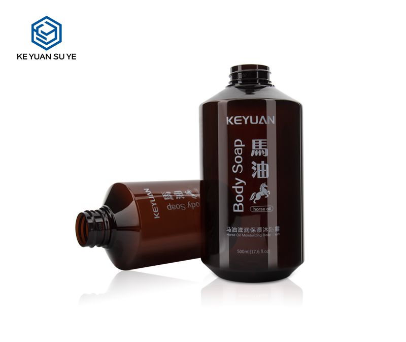KY127 Brown Horse Oil Moisturizing Body Soap Wash Shampoo Conditioner 300ml 500ml PET Plastic Bottles