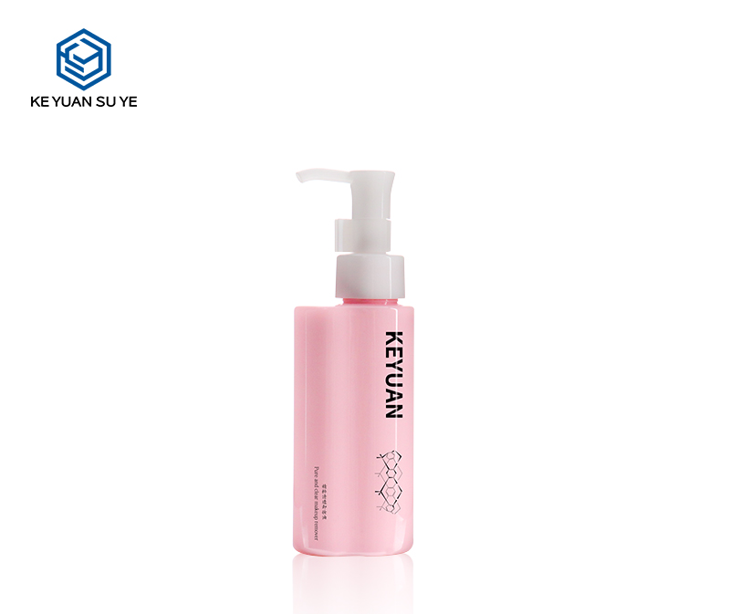 KY223 Custom 100ml PET Cosmetics Pink Special Shape Remover Oil Bottle