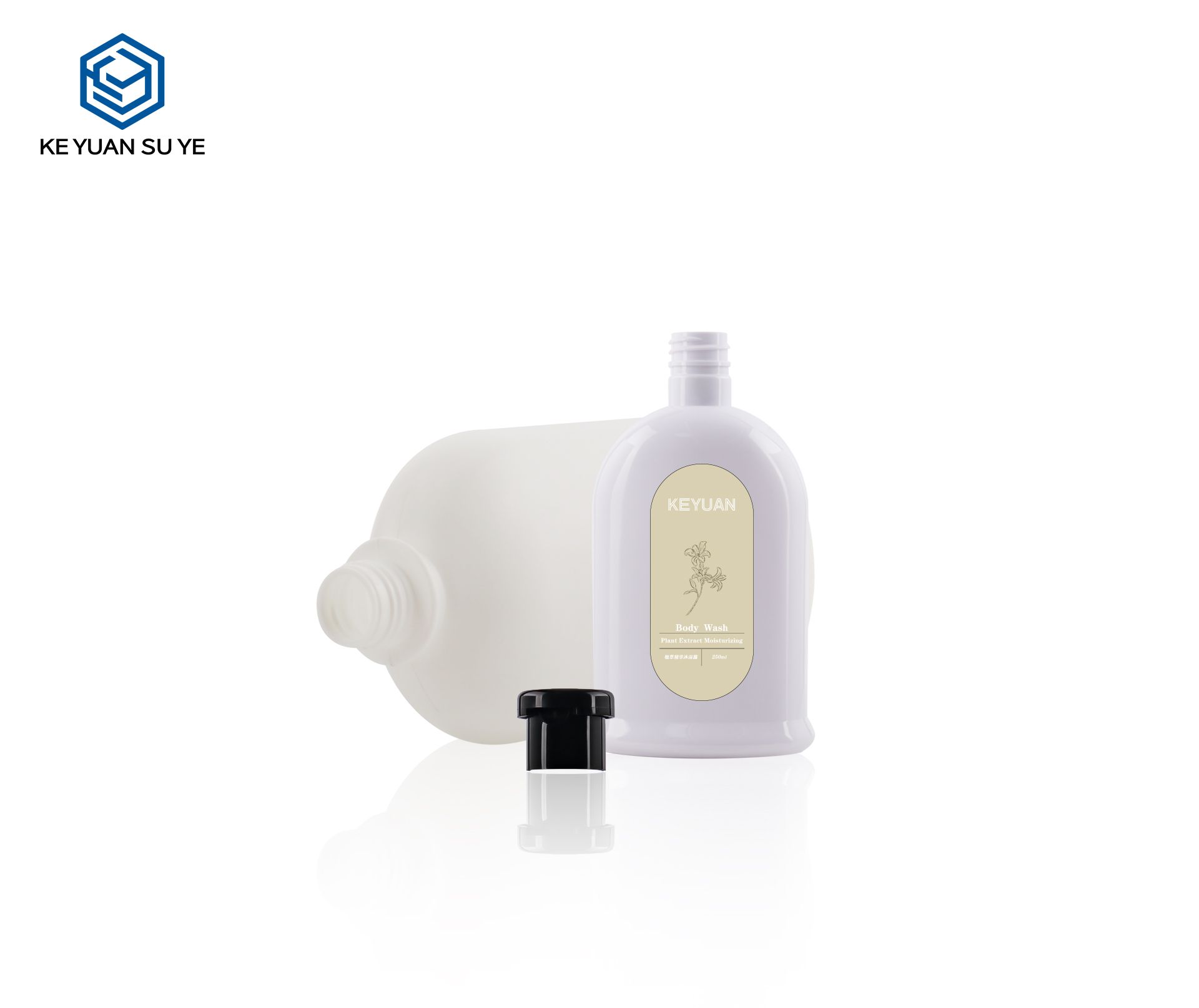 KY226 Hot Sale 550ml 500ml 250ml Flat Fragrance Body Wash Plastic Bottle with Black Flip Cap