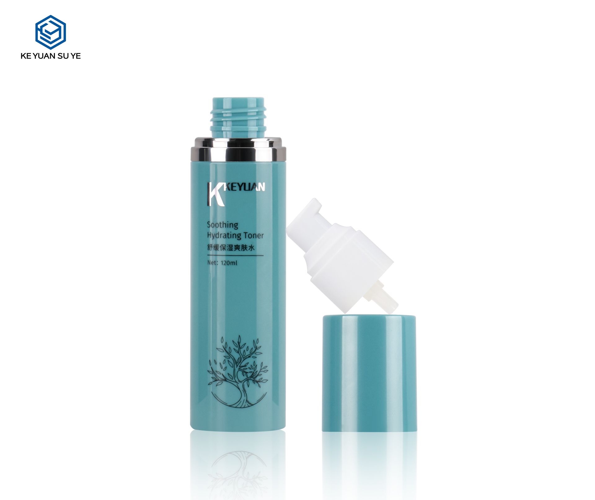KY230-3 100ml 120ml 150ml PET Blue Empty Round Plastic Lotion Bottle for Skin Care Packaging