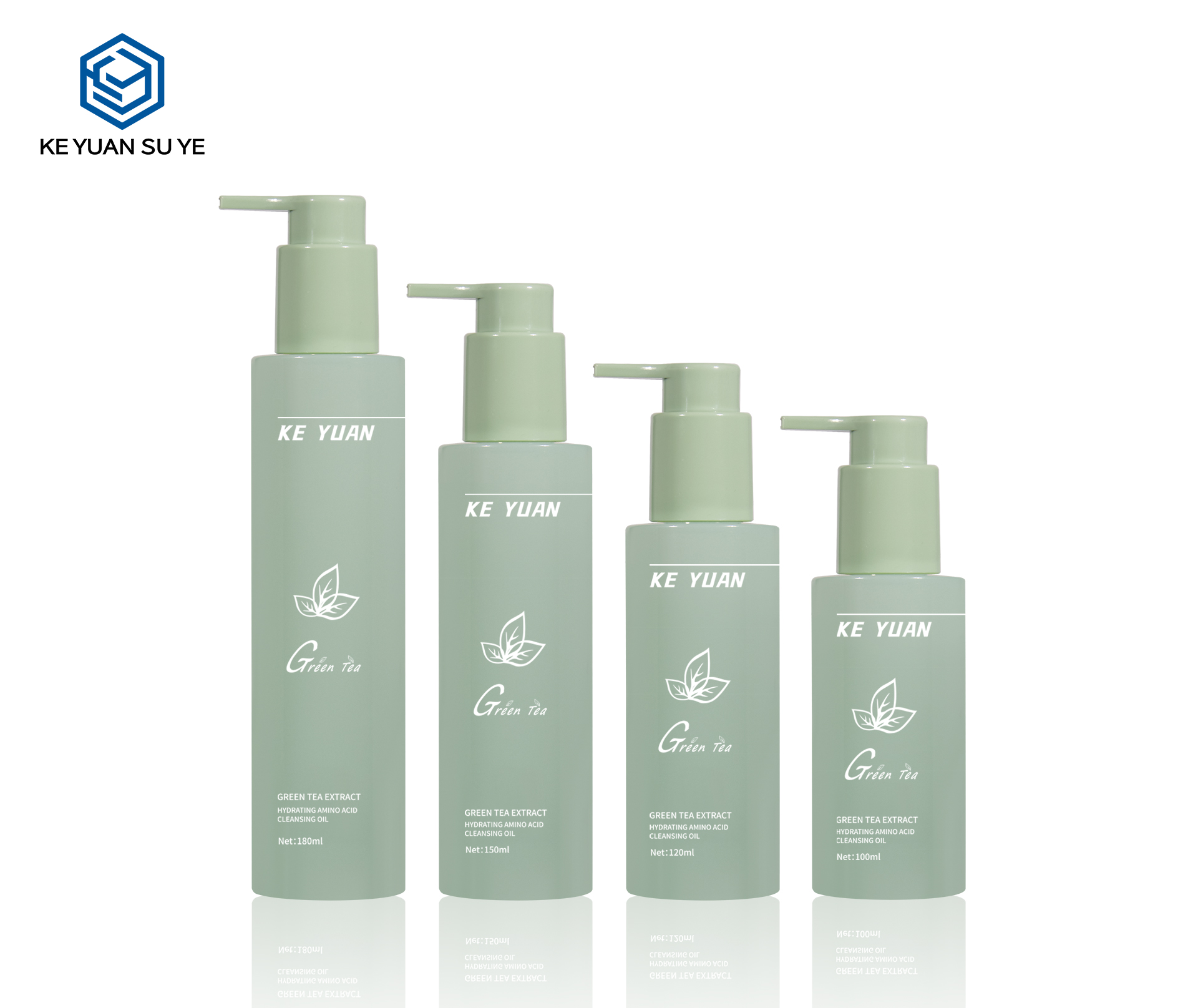 KY242 Wholesale Luxury Green Cosmetic Skin Care Products Round Plastic Packaging Bottles