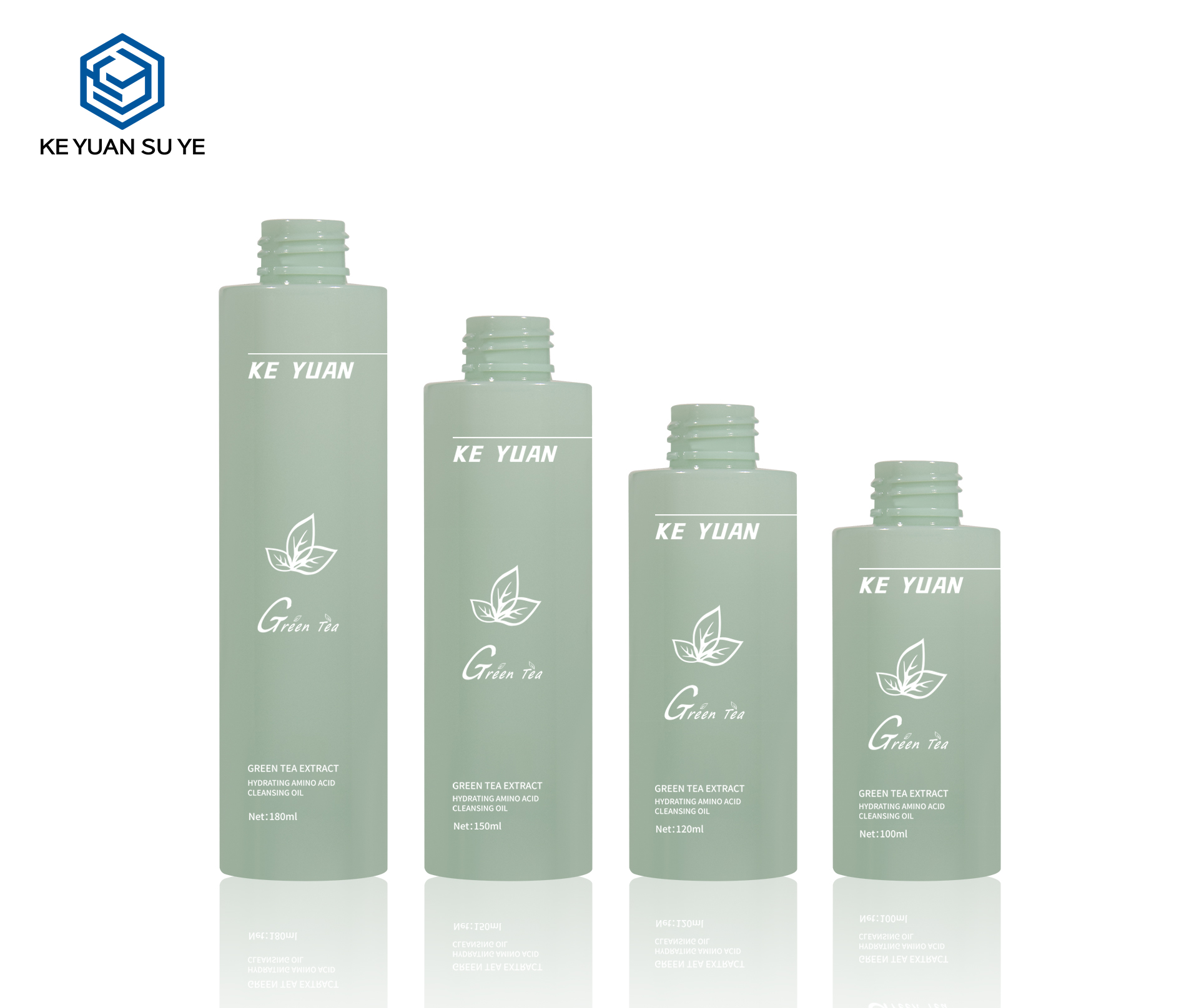 KY242 Wholesale Luxury Green Cosmetic Skin Care Products Round Plastic Packaging Bottles