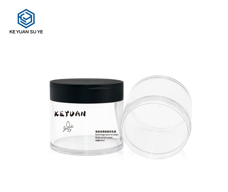 Custom 300ml Cosmetic Wide Mouth Plastic Jar Body Scrub Cream Jar