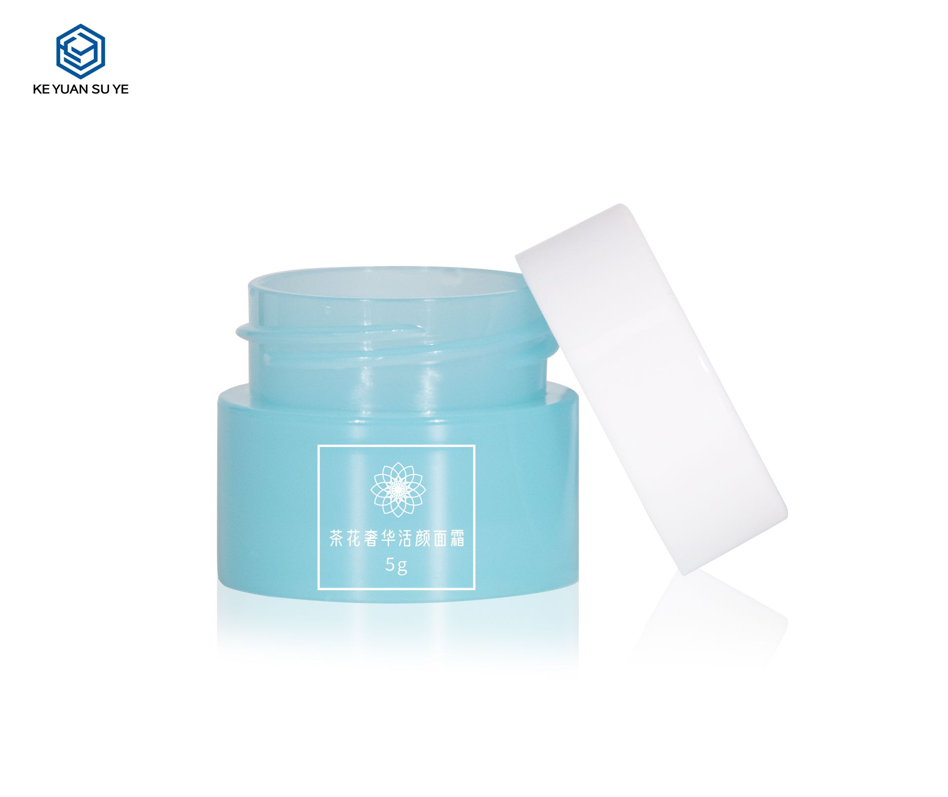 KY065PJ Small Capacity 5ml Skin Care Cosmetic Blue PP Eye Cream Jar with White Screw Lid