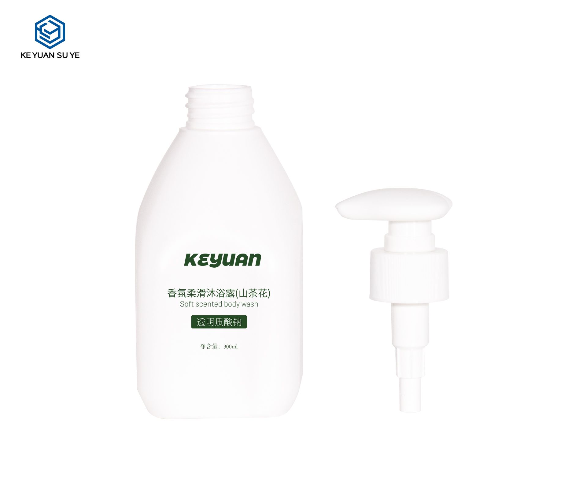 KY255 300ml HDPE White Fragrance Smooth Body Wash Plastic Packaging Bottle