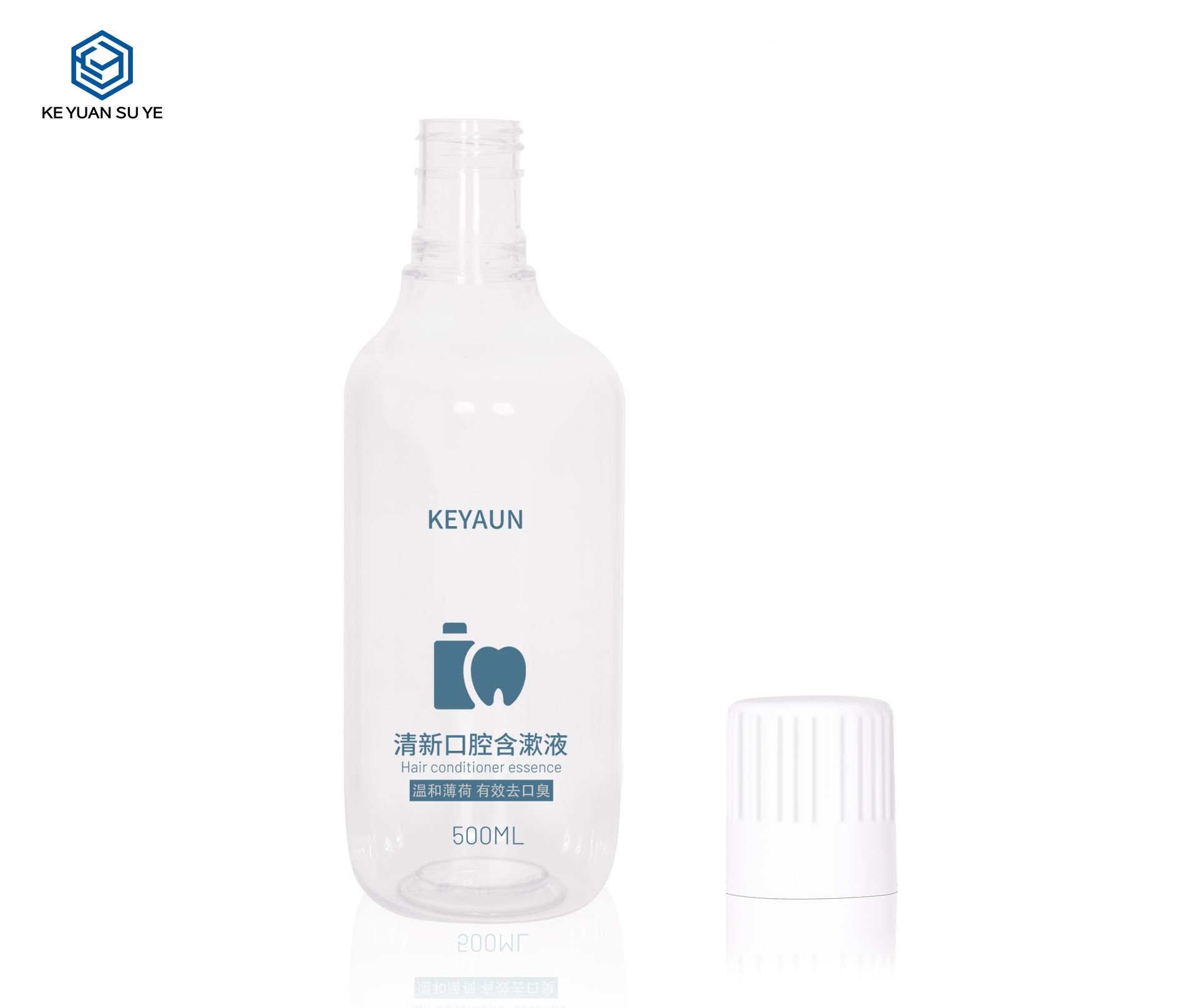 KY260 Wholesale 500ml Empty Clear PET Plastic Packaging Mouthwash Bottle