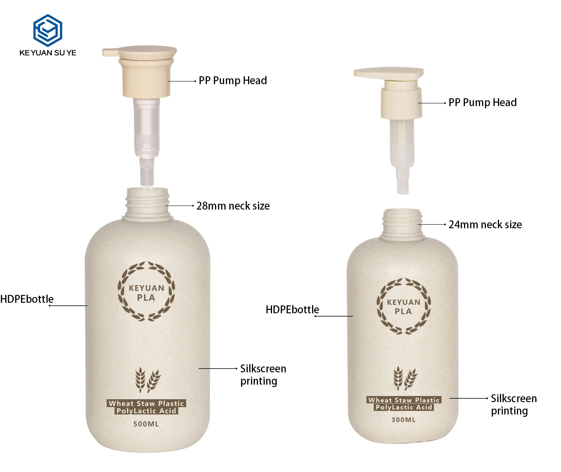 KY264 1 Hot Sell Environmentally Friendly Degradable Plastic Bottle 300ml 500ml Shower Gel Bottle with Lotion Pump