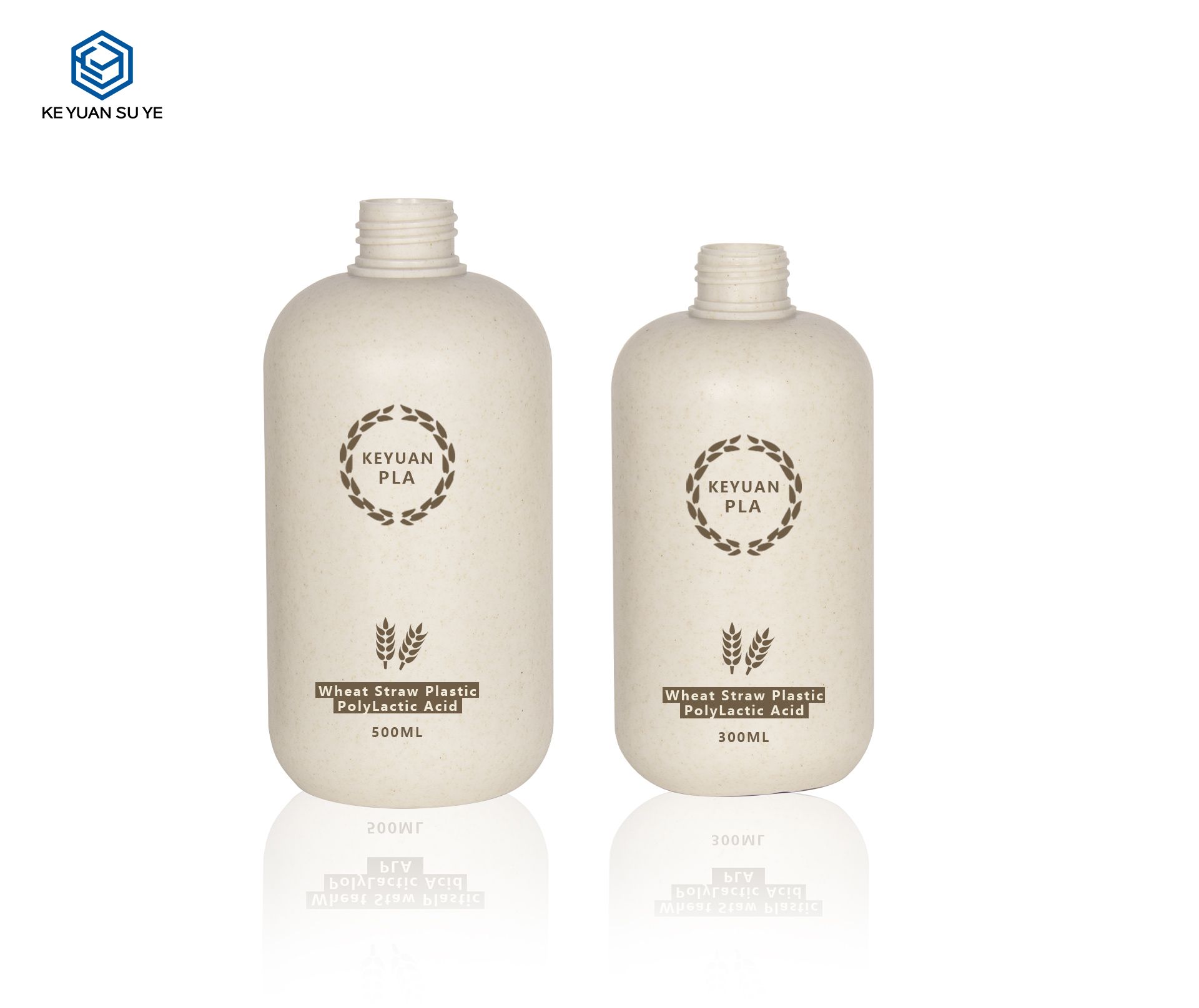 KY264 2 300ml 500ml Wheat Straw Plastic Bottle Environmentally Friendly Degradable Bottle for Cosmetic Packaging