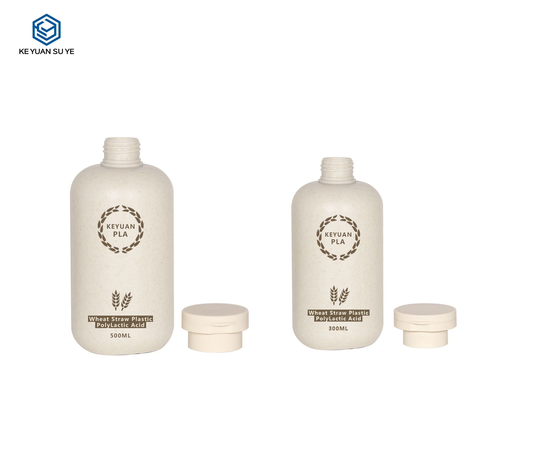 KY264 2 300ml 500ml Wheat Straw Plastic Bottle Environmentally Friendly Degradable Bottle for Cosmetic Packaging