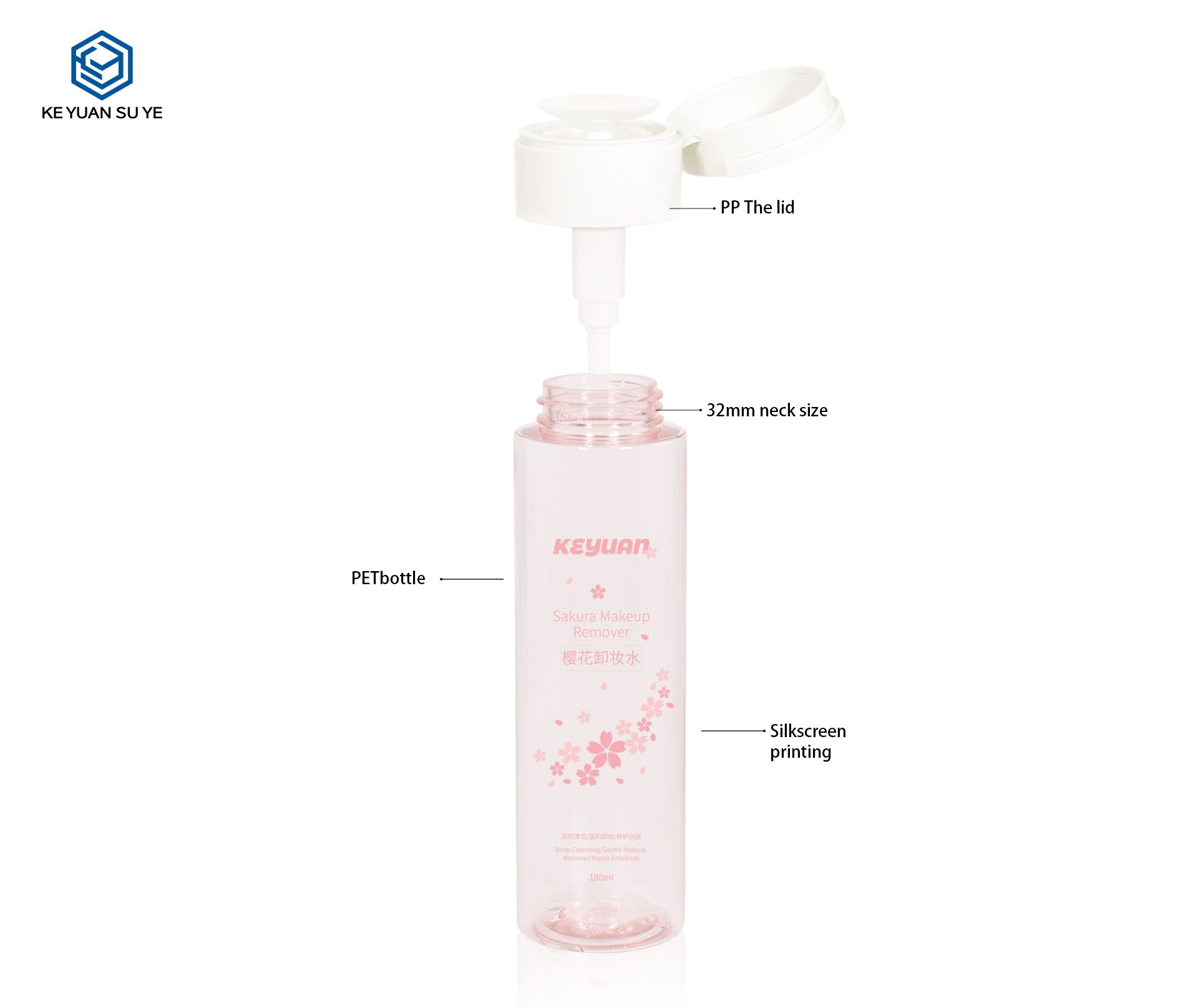 KY269 Wholesale 100ml 120ml Nail Polish Remover Bottles Plastic Dispenser Press Pump Makeup Remover Bottles