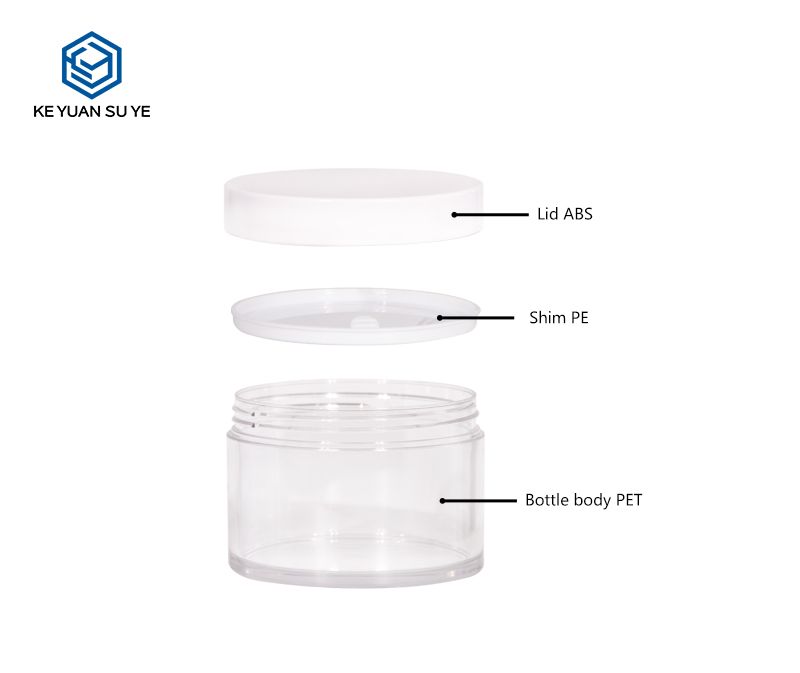 KY072PJ Custom High Quality 200g 250g PET Clear Cream Jar with White Screw Cap