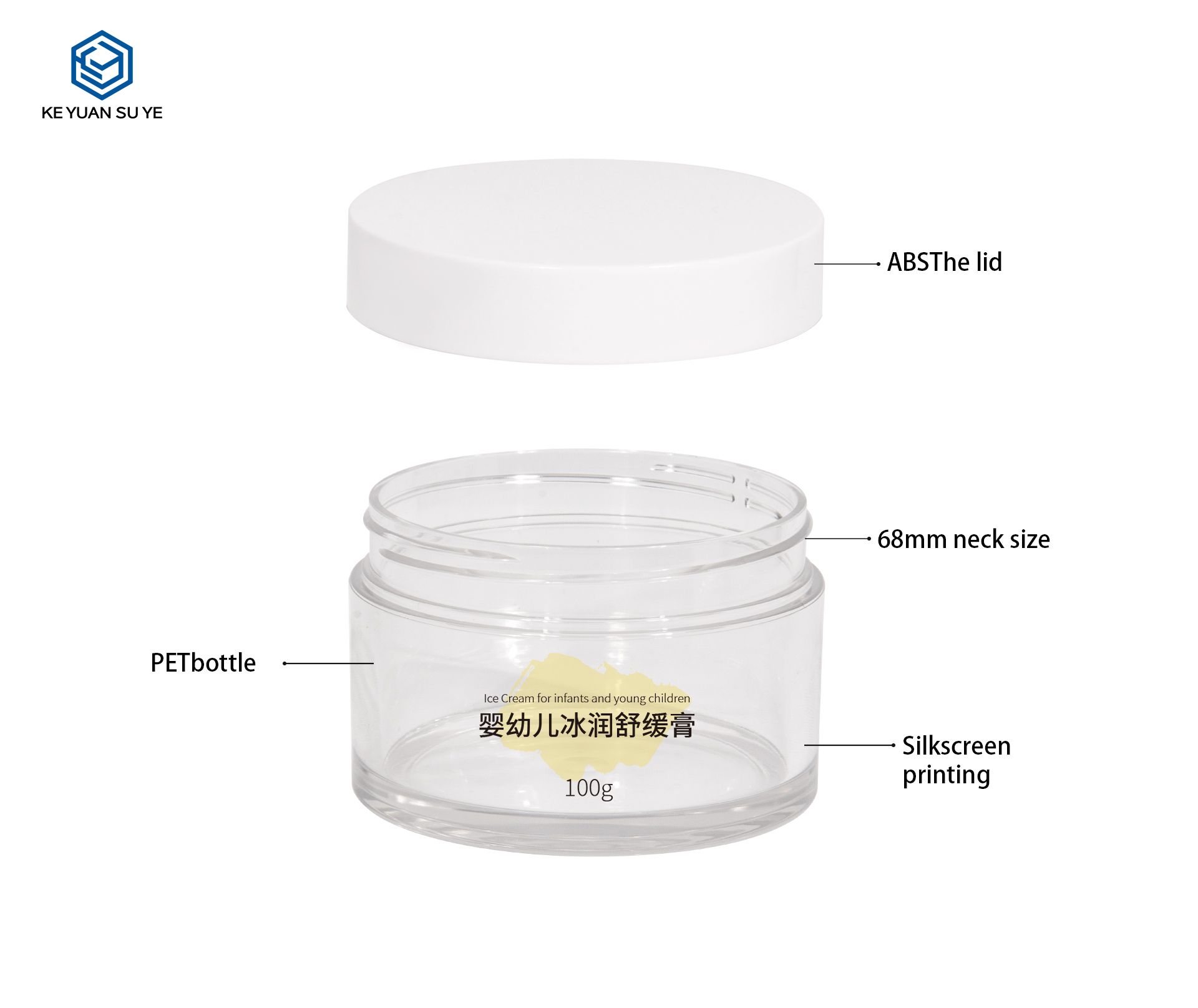 KY073PJ Wholesale 100g Cosmetics Skin Care PET Transparent Face Cream Jar