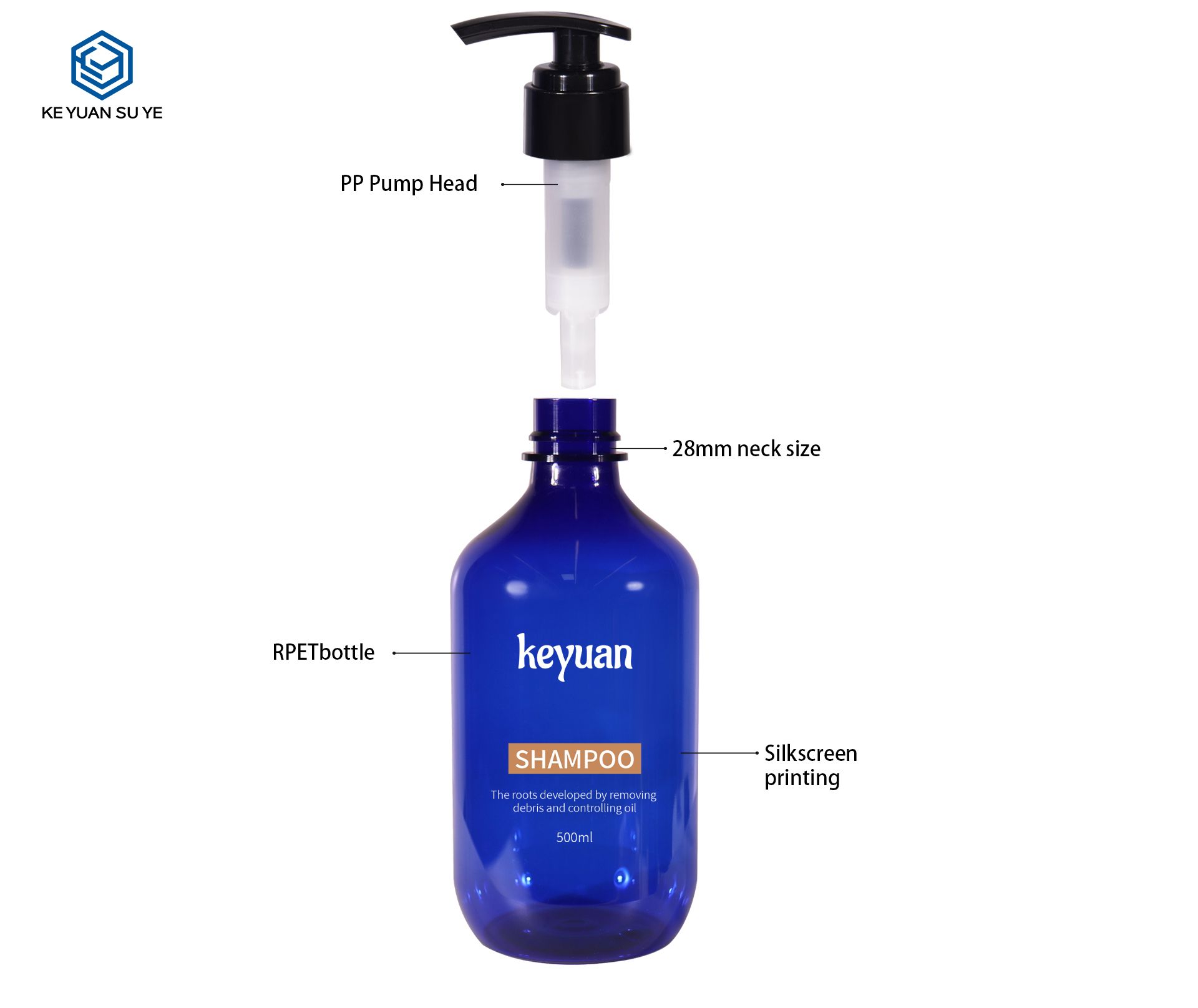 KY276 100% Recycled Plastic Cosmetics PCR Plastic Bottles for Shampoo and Body Wash Packaging