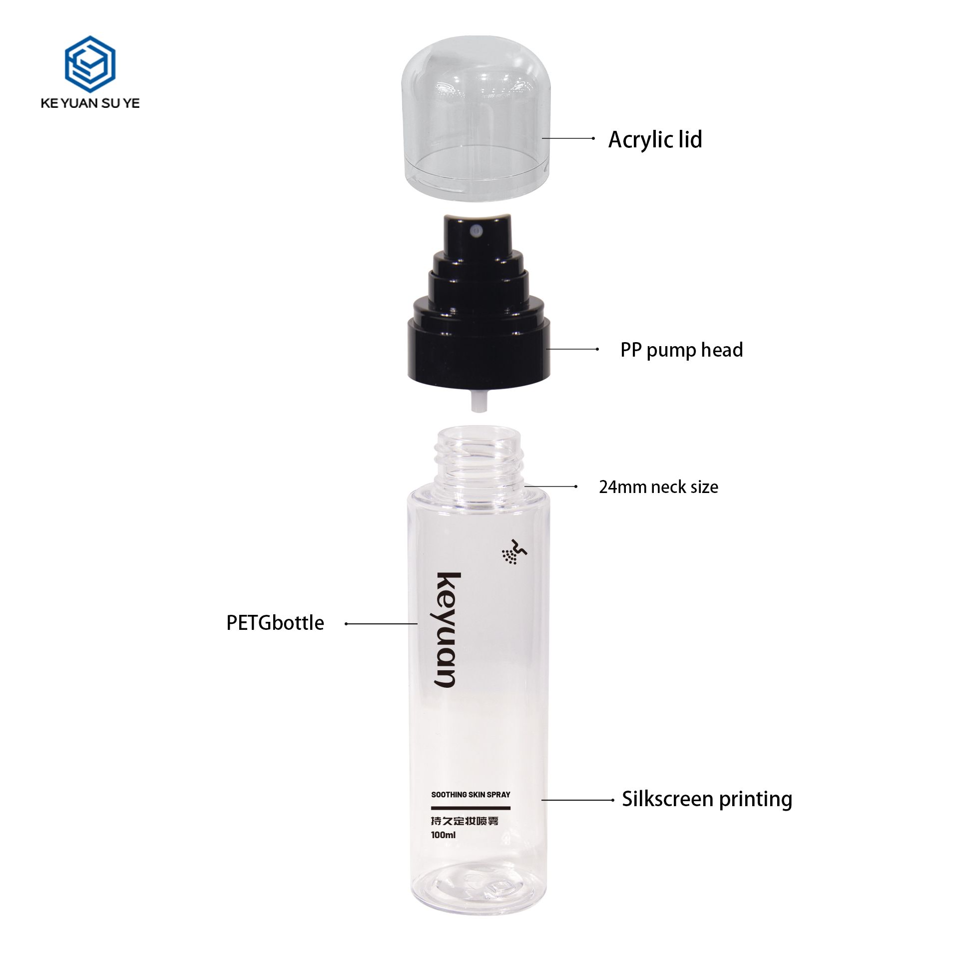 KY271 100ml PET Transparent Empty Cosmetic Plastic Spray Bottle Skincare Container Packaging Fine Mist Spray Bottle