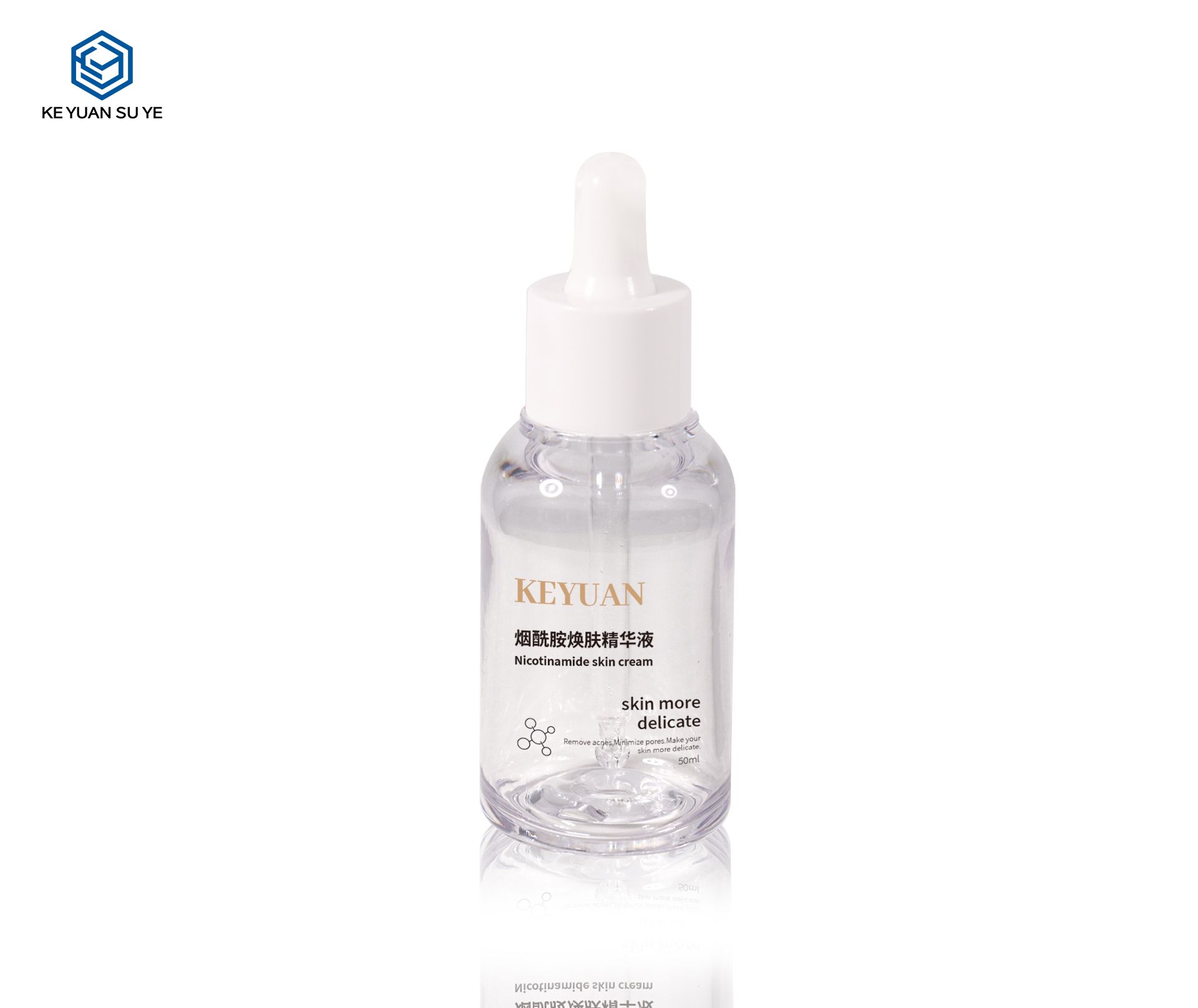 KY272 Factory 50ml PETG Dropper Bottle with Dropper Cosmetic Custom Round Serum Essence Oil Bottle