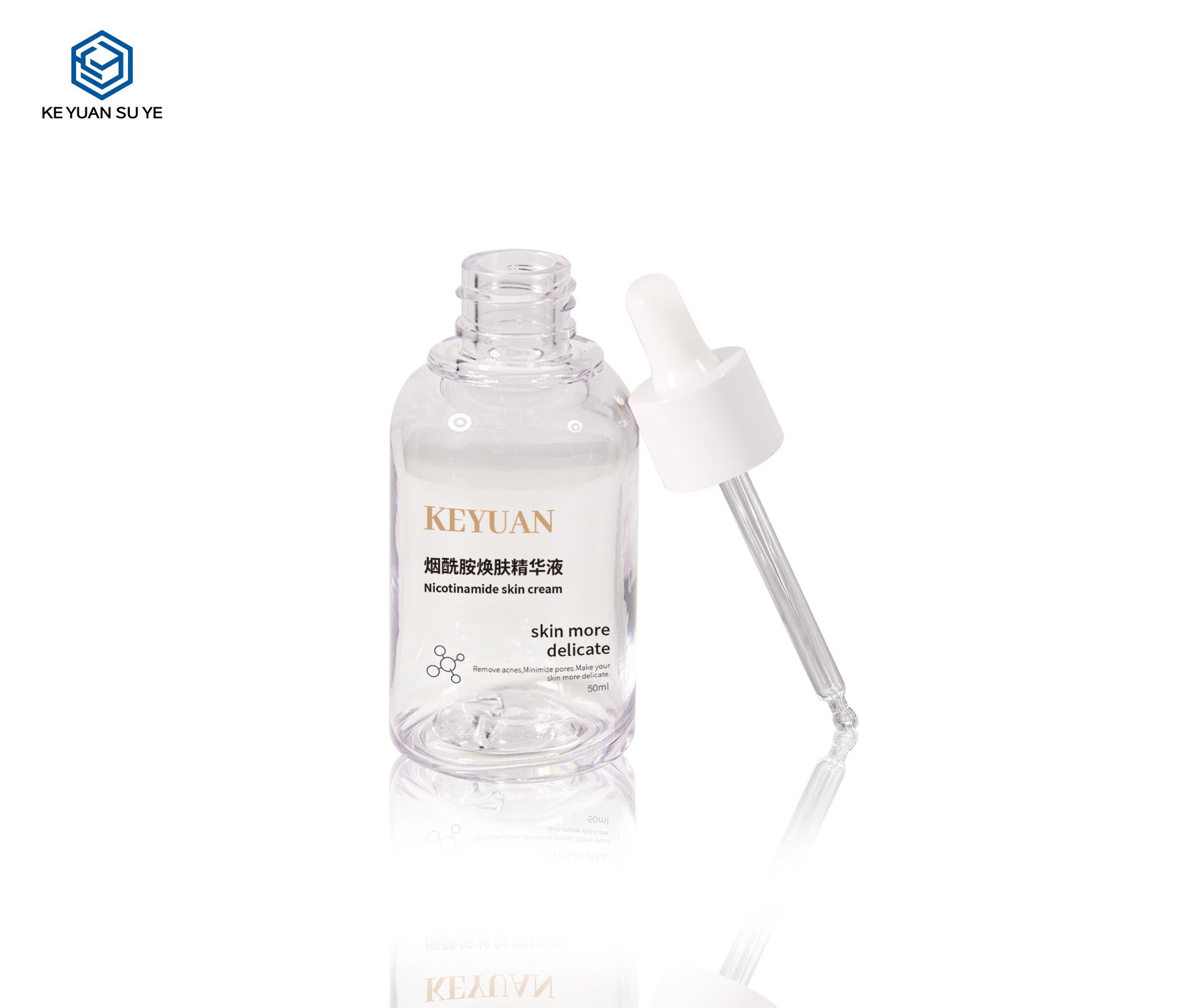 KY272 Factory 50ml PETG Dropper Bottle with Dropper Cosmetic Custom Round Serum Essence Oil Bottle