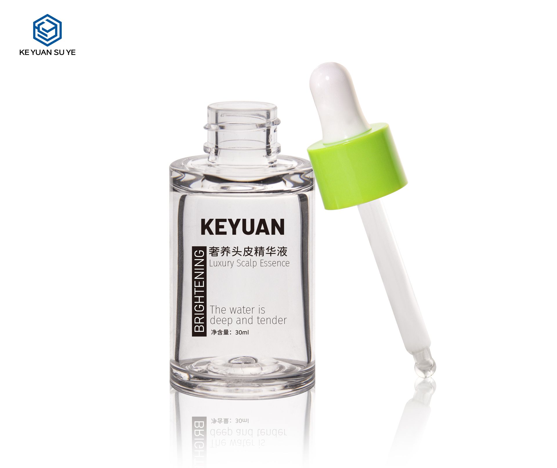 KY273 Essential Oil Skin Care Serum Cosmetic Packaging Transparent Round Plastic Dropper Bottle