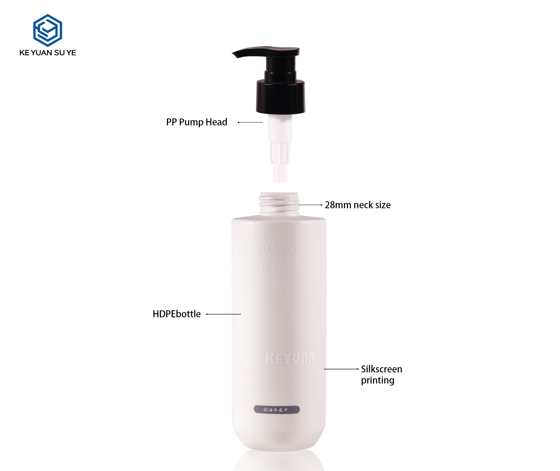 KY274 High Quality 400ml Personal Care Dispenser Cosmetic Packaging Shampoo Pump Bottle Empty Lotion Bottle